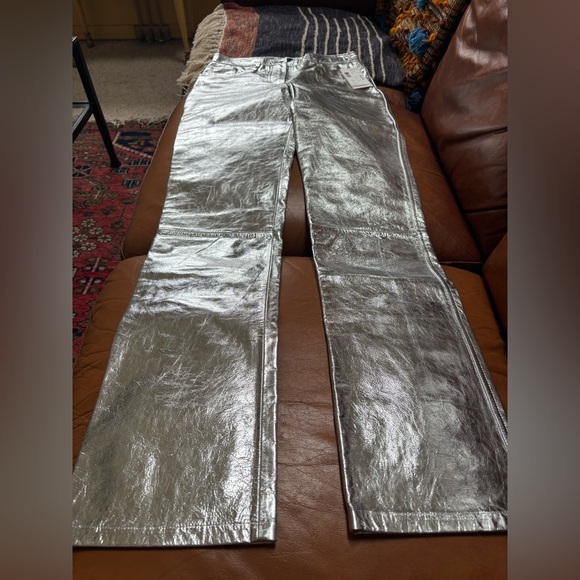 Helmut Lang Silver Leather Pants ✨ BNWT 🚀 Size 6 - Picture 4 of 12